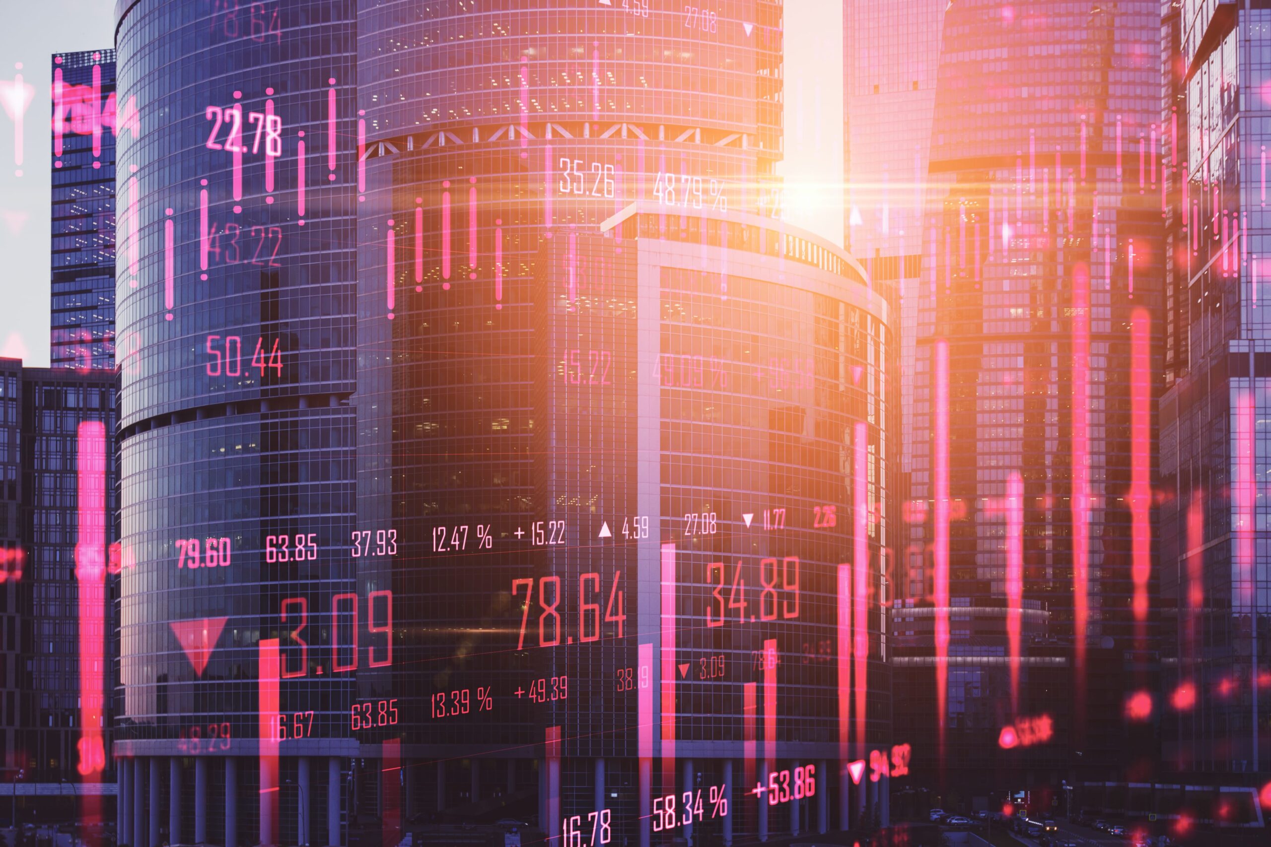 Negative JSE statistics over blurry city skyline - Everest Wealth