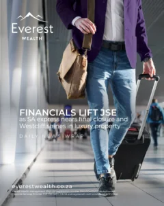 Financials Lift JSE: SA Express Closure (person in an airport carrying a luggage bag)