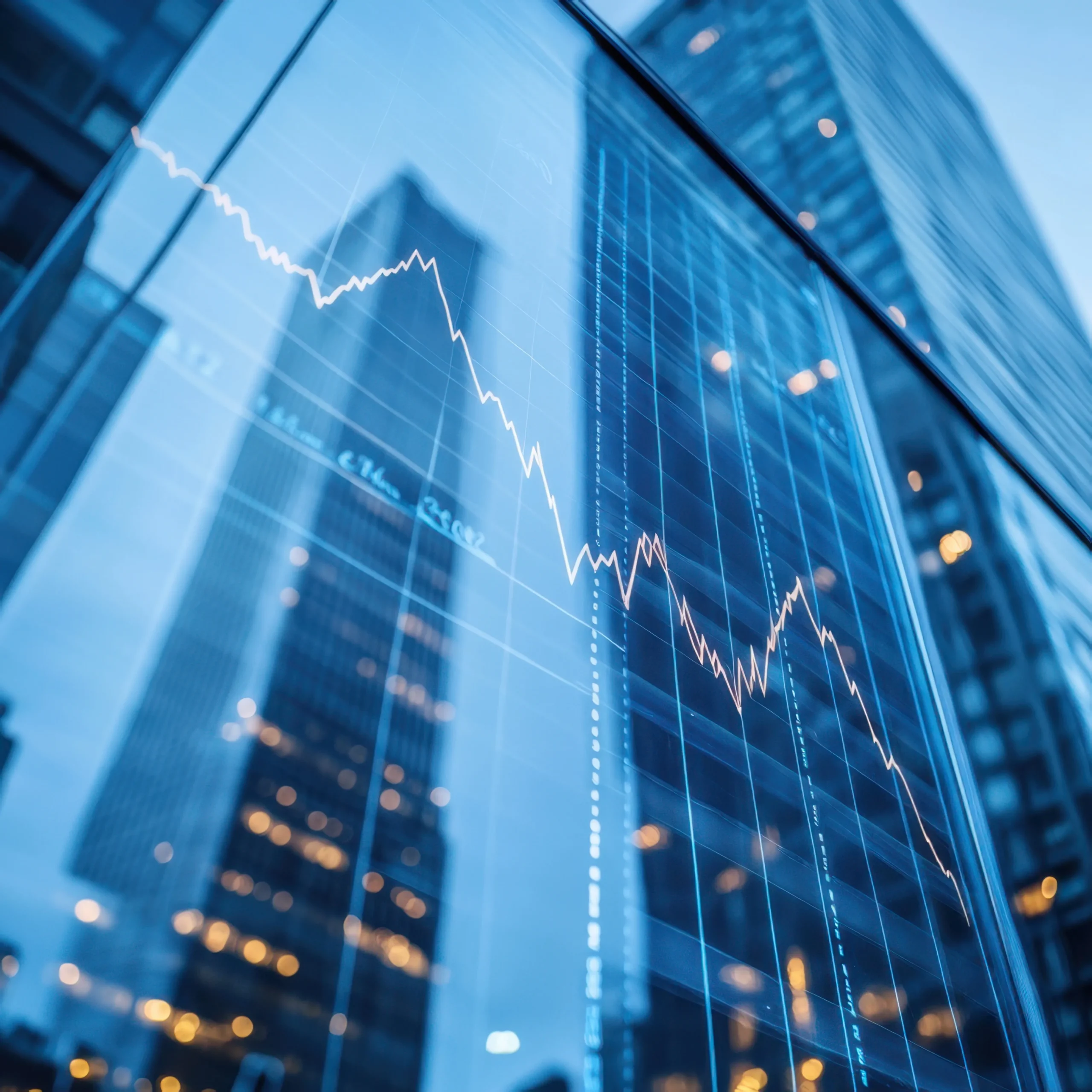 JSE Tumbles as Banks and Miners Drag Market Lower (Tall buildings with financial statistics reflected off the windows)