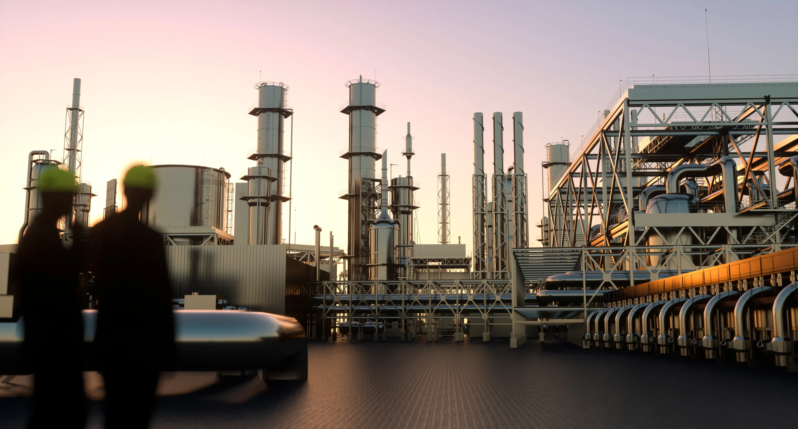 Middle East War Rocks Global Markets (Workers standing on a factory site)