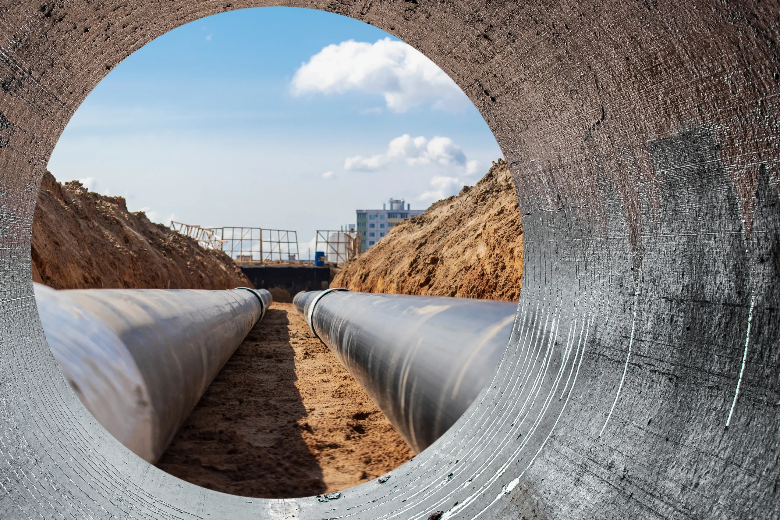 Hellen Zille Snorkels in Johannesburg Pothole (View of a construction site from inside a concrete tube)