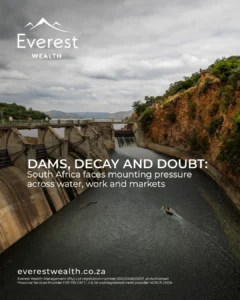 Pressure Across Water, Work and Markets (high view of a dam wall)