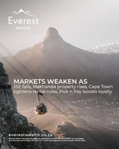 Markets Weaken as JSE Falls (cable car coming down from Table Mountian)