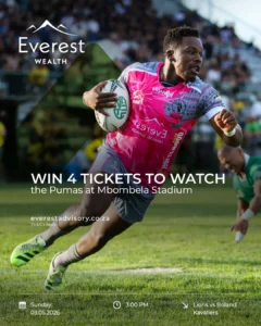 Win 4 Tickets to Watch the Pumas at Mbombela Stadium (Rugby player during a match)