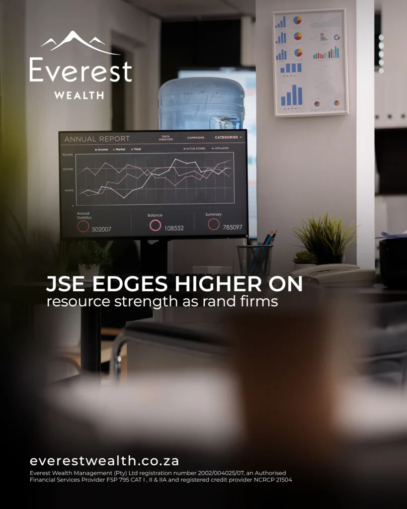Insolvency Outlook Rises as JSE Gains (financial statistics on a computer monitor)
