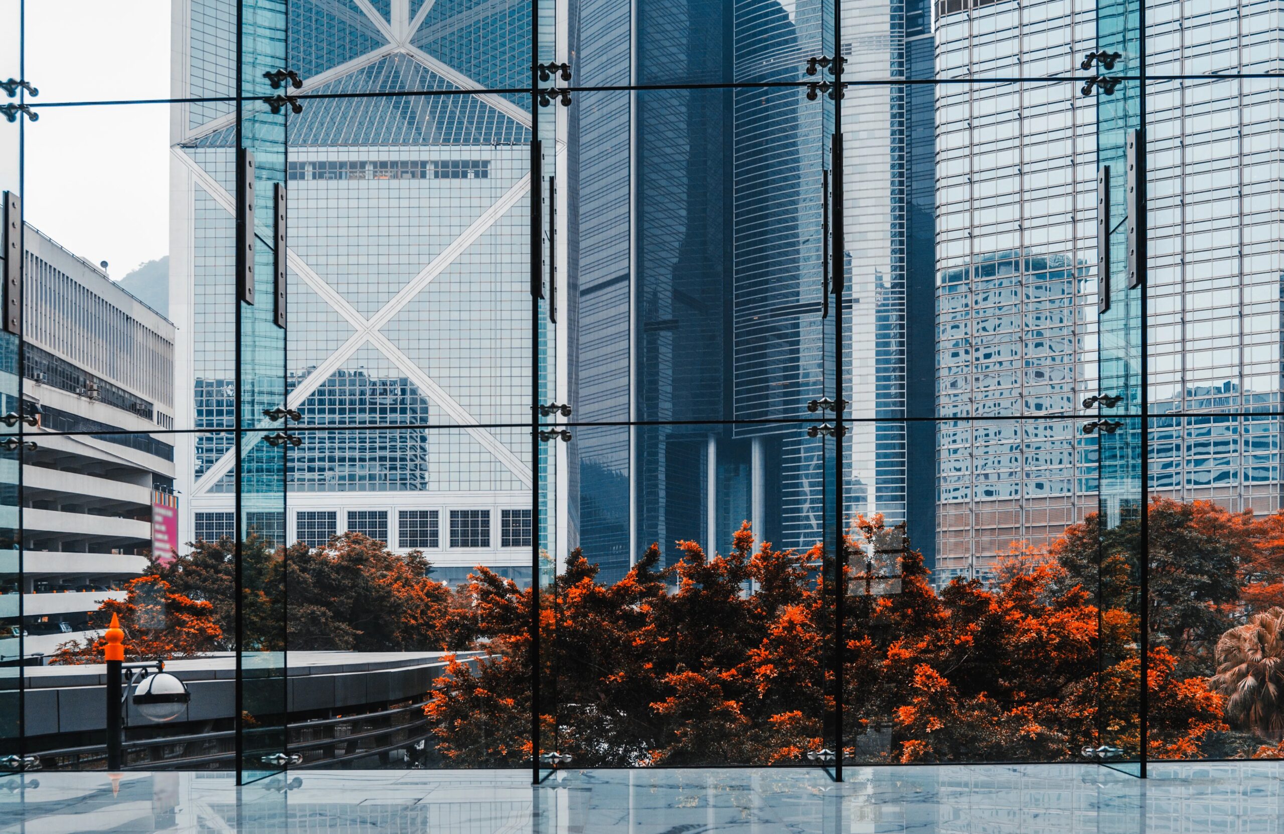 SA Markets Rise Ahead of Workers’ Day (View of skyscrapers from the inside of a building)