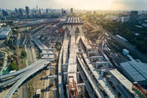 Sluggish Economic Growth: What It Costs SA (Aerial view of a train station)